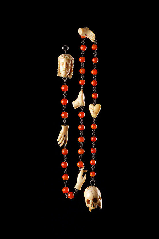 Italian Carnelian and Carved Ivory ‘Paternosteri’